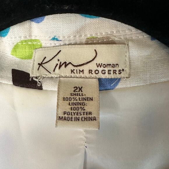 Kim, Rogers linen jacket cardigan hook & eye closure coastal grandma plus size - Picture 5 of 9